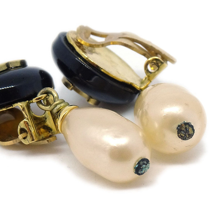 CHANEL 1994 Teardrop Pearl CC Dangle Earrings