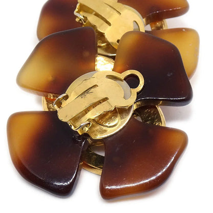 CHANEL 1994 Tortoiseshell Earrings Clip-On Brown