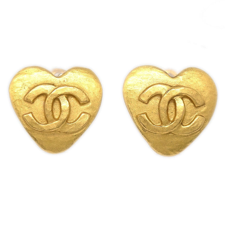 1995 CC heart-shaped clip-on earrings