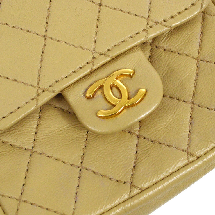Chanel 1989 Beige Lambskin Micro Classic Flap Belt Bag