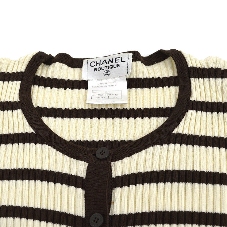 CHANEL 1998 striped buttoned knitted top #40
