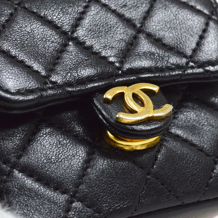Chanel Vintage Chanel 8inch Flap Black Quilted Leather Shoulder Mini