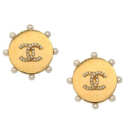 Chanel 1980年代人造珍珠和水晶CC耳环