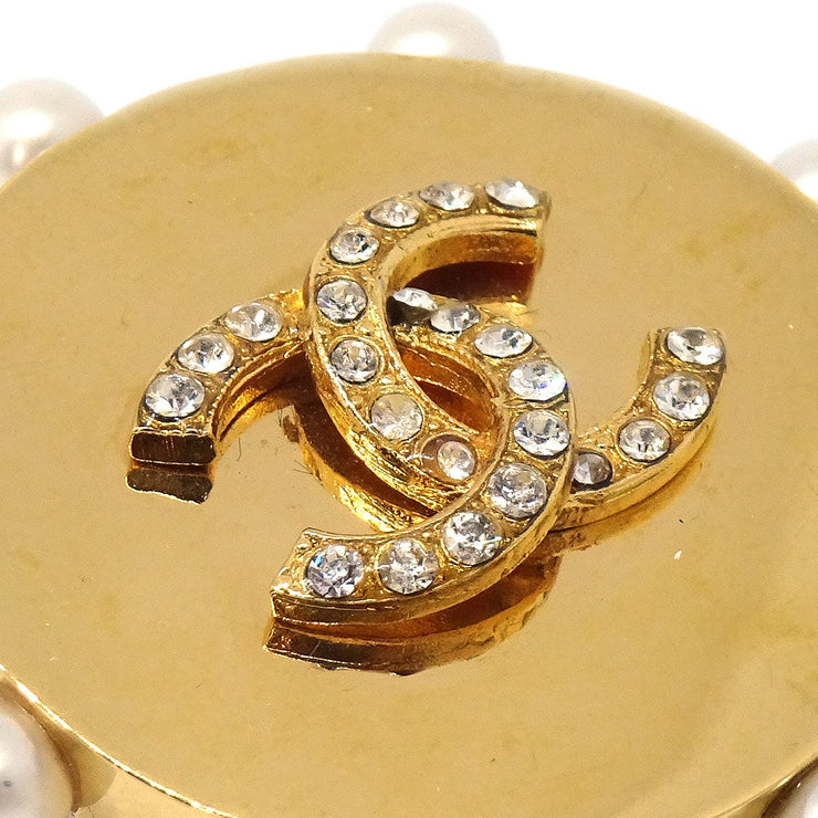 Chanel 1980s Faux Pearl & Crystal CC Earrings