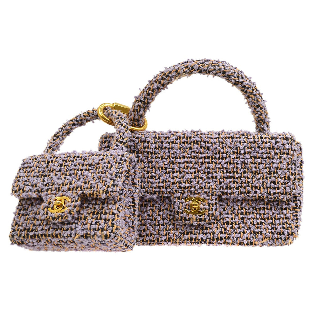 CHANEL * 1994 Classic Flap Handbag Set Purple Tweed – AMORE