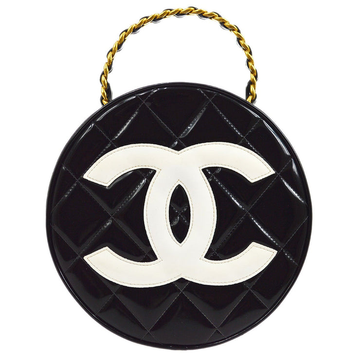 CHANEL * 1994-1996 Chain Vanity Round Hand Bag Black