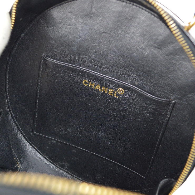 CHANEL * 1994-1996 Chain Vanity Round Hand Bag Black