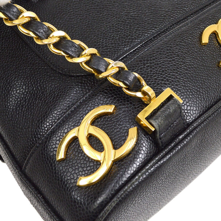 CHANEL 1991-1994 Black Caviar Triple CC Backpack