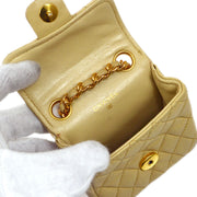 Chanel 1990s Beige Lambskin Micro Classic Flap Belt Bag