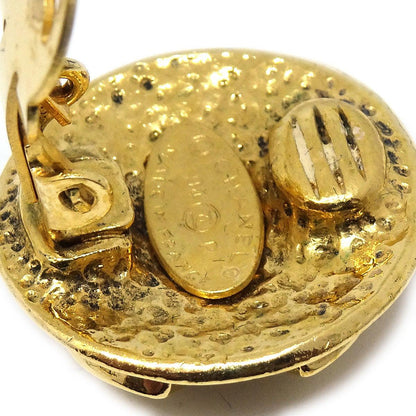 Chanel 1994 Gold Quilted 'CC' Round Earrings Small