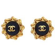 Chanel 1994 Black & Gold CC Earrings