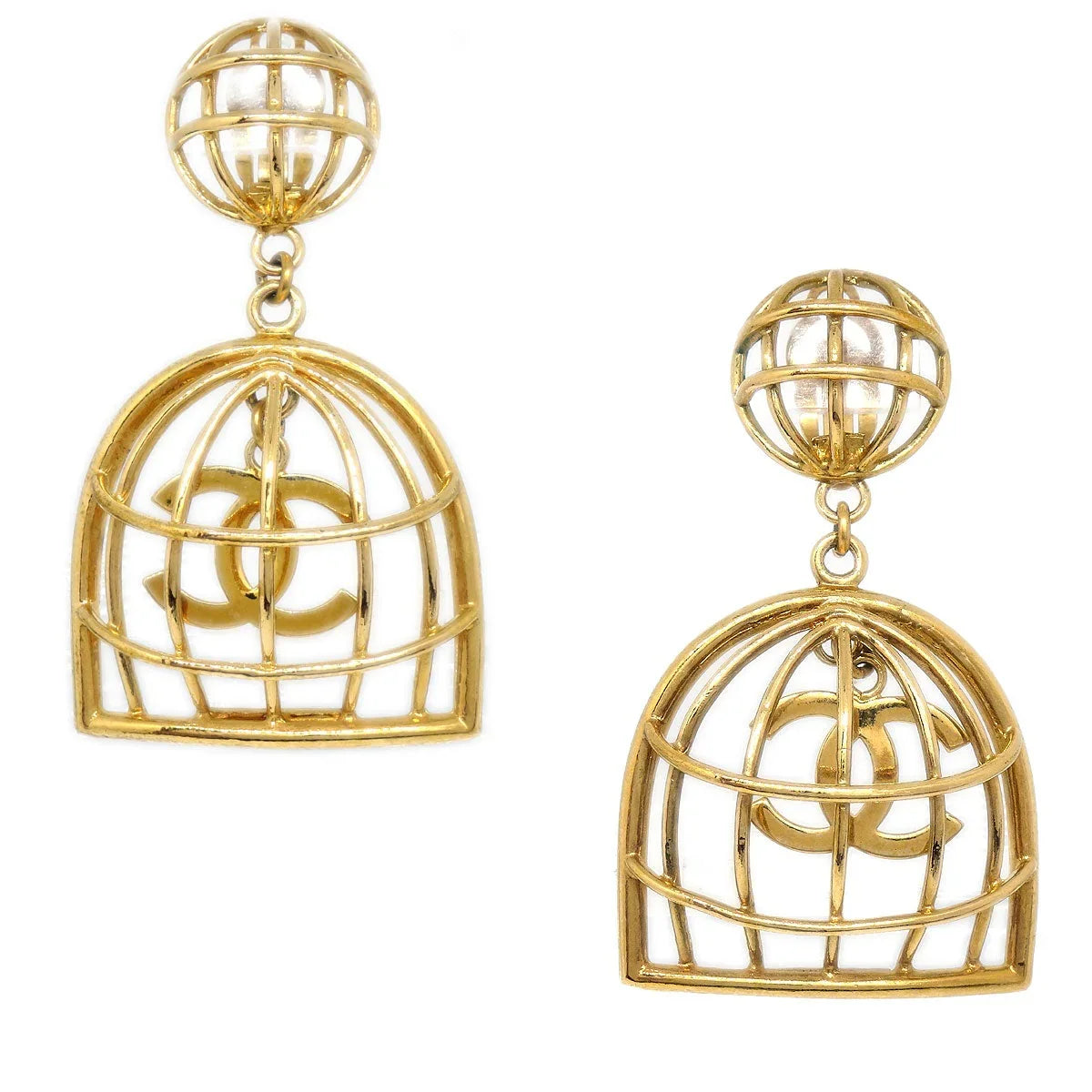CHANEL 1994 Birdcage Earrings Gold 29