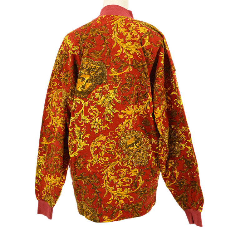 VERSACE Long Sleeve Tops Shirt Red #L