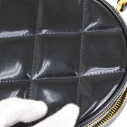 CHANEL * 1995 Black Patent Leather Heart Top Handle Bag