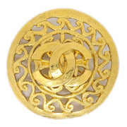 CHANEL 1995 Fretwork Paisley Brooch Pin Gold 95A