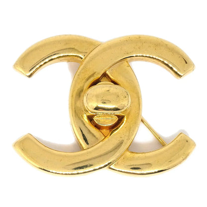 CHANEL Turnlock Brooch Pin Gold Large