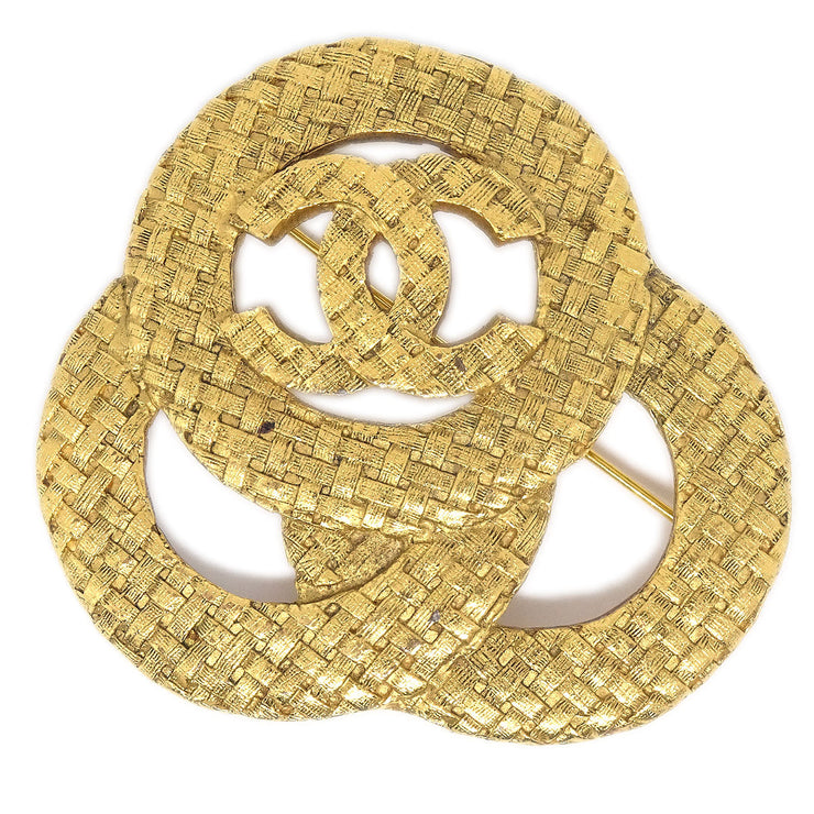 Chanel 1994 Woven Brooch Pin Gold 1255