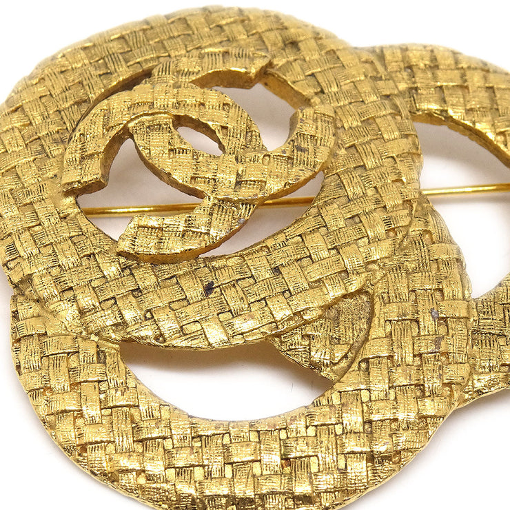 Chanel 1994 Woven Brooch Pin Gold 1255