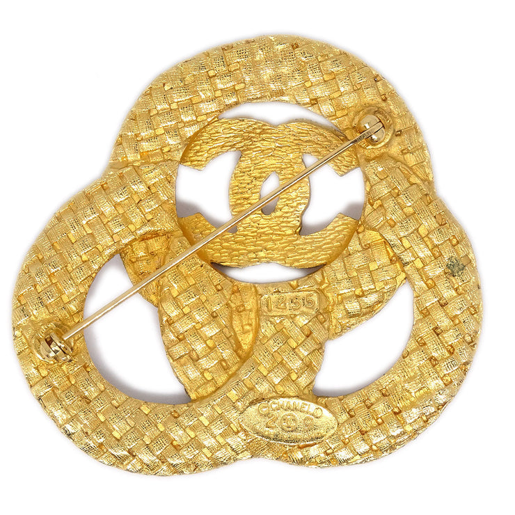 CHANEL 1994 Woven Brooch Pin Gold 1255