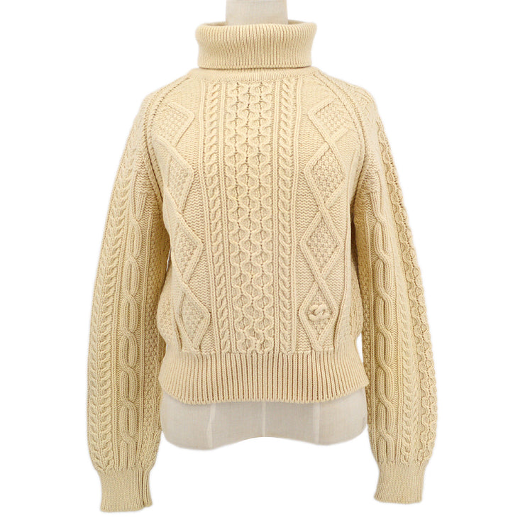 CHANEL 1996 Fall fisherman's-knit roll-neck knitted jumper #42