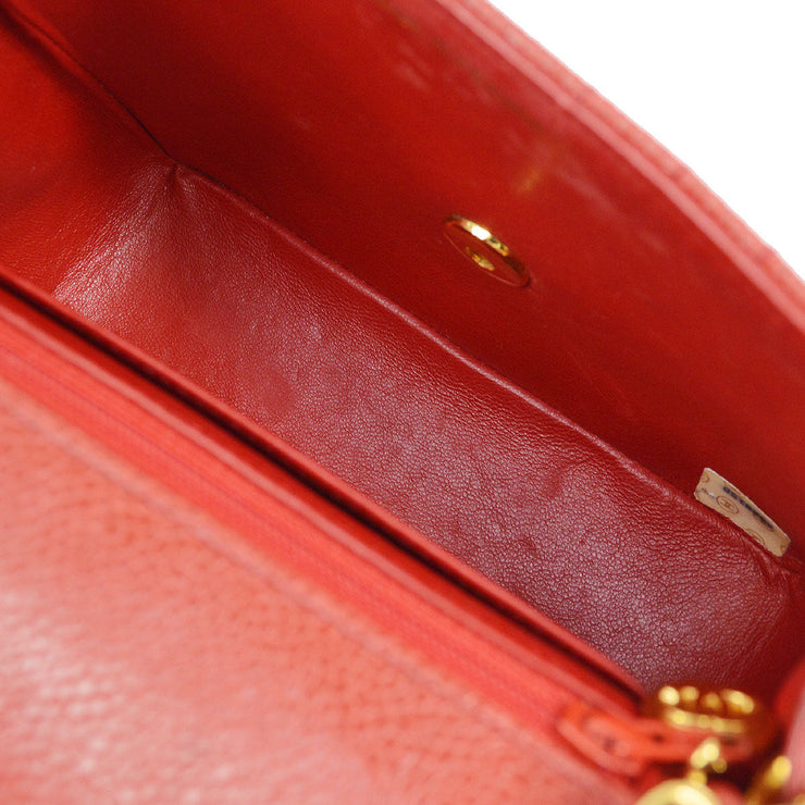 CHANEL 1991-1994 Vertical Classic Square Flap 17 Red Caviar