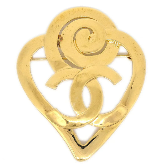 Chanel Heart Brooch Gold 95P
