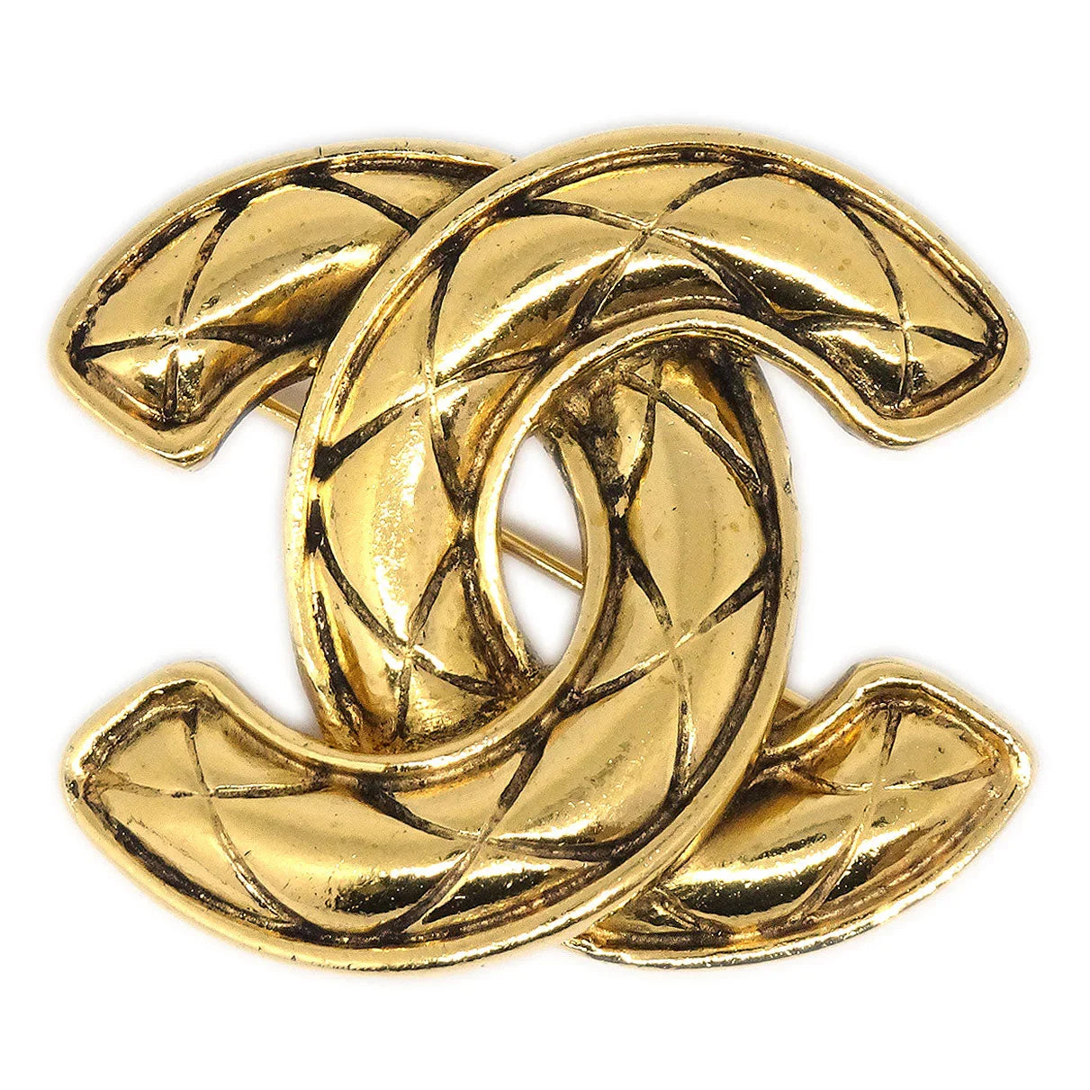 Chanel 1986-1994 Quilted CC Brooch Small 1153