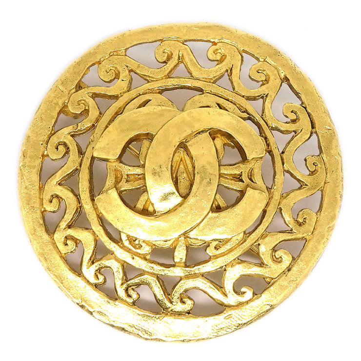 Chanel 1995 Fretwork Paisley Brooch Gold 95A