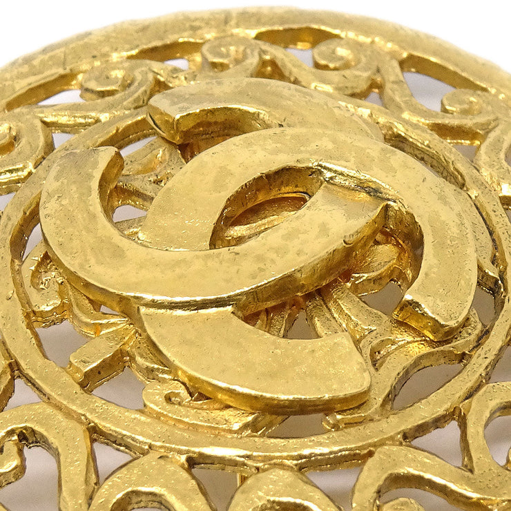 Chanel 1995 Fretwork Paisley Brooch Gold 95A