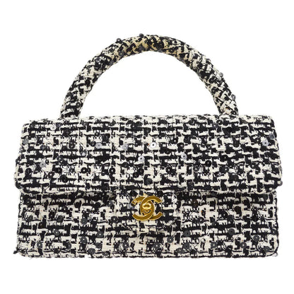 CHANEL * 1994 Tweed Sequins Top Handle Bag