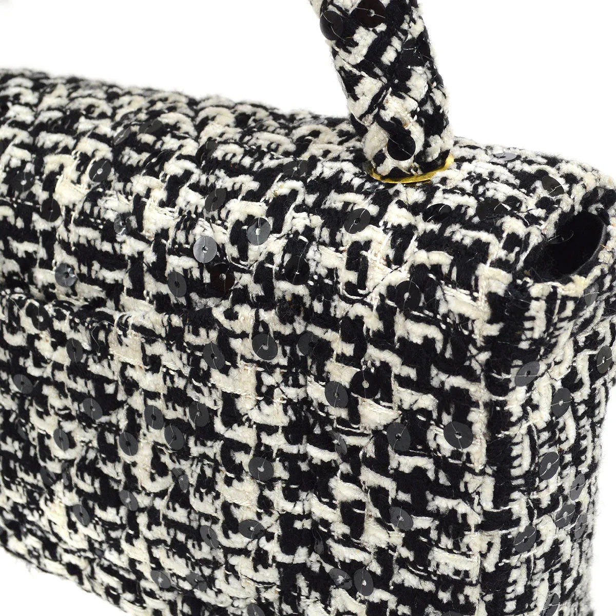 CHANEL * 1994 Tweed Sequins Top Handle Bag
