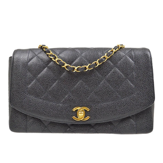 CHANEL 1994-1996 Black Caviar Diana Medium