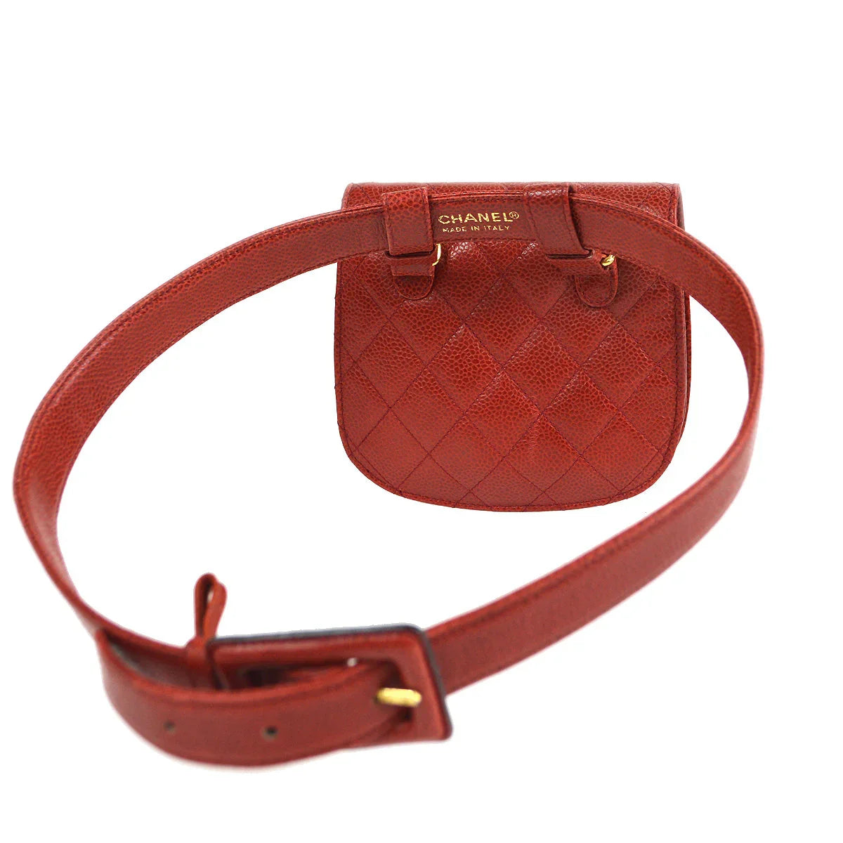 CHANEL 1989-1991 Bum Belt Bag Red Caviar Skin #75
