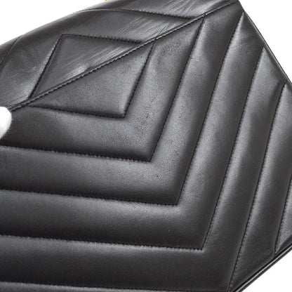 CHANEL 1991-1994 Black Lambskin Chevron Letter Flap Small