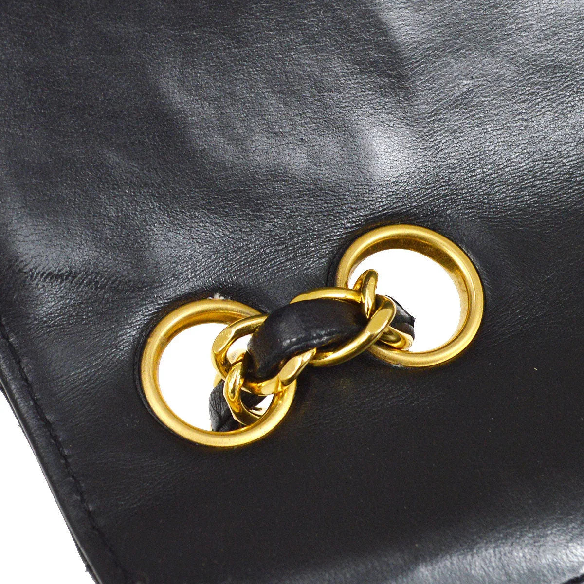 CHANEL 1991-1994 Black Lambskin Chevron Letter Flap Small