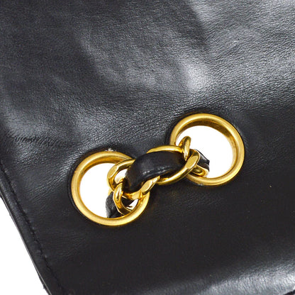CHANEL 1991-1994 Black Lambskin Chevron Letter Flap Small