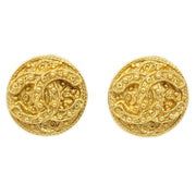 CHANEL 1994 Button Earrings Gold Large