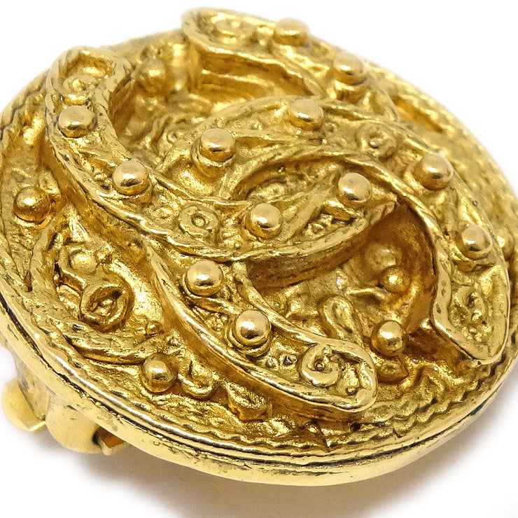 CHANEL 1994 Button Earrings Gold Large
