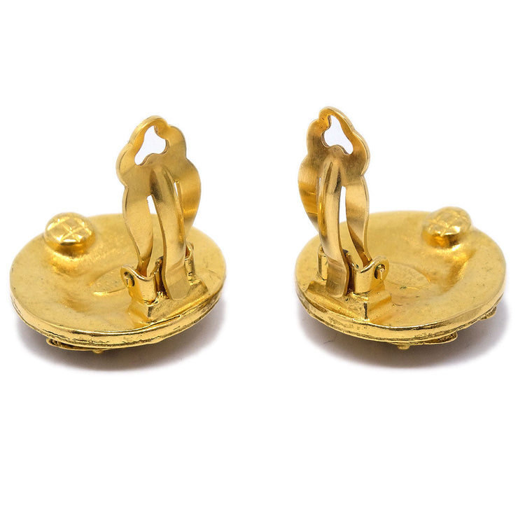 CHANEL 1994 Button Earrings Gold Large