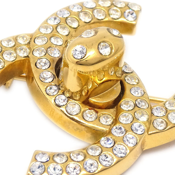 CHANEL 1996 Gold & Crystal CC Turnlock Brooch Small – AMORE