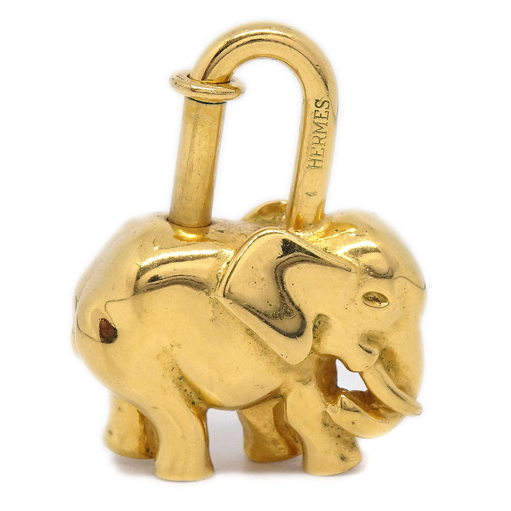 HERMES 1988 Elephant Cadena Padlock Gold Small Good