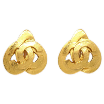 CHANEL 1997 Heart CC Earrings Gold Medium