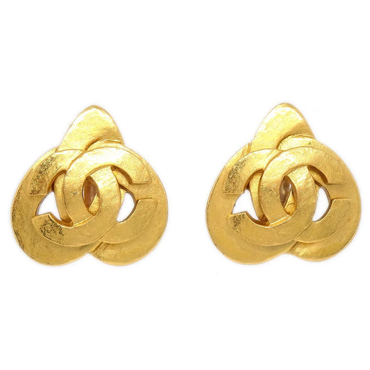 CHANEL 1997 Heart CC Earrings Gold Medium