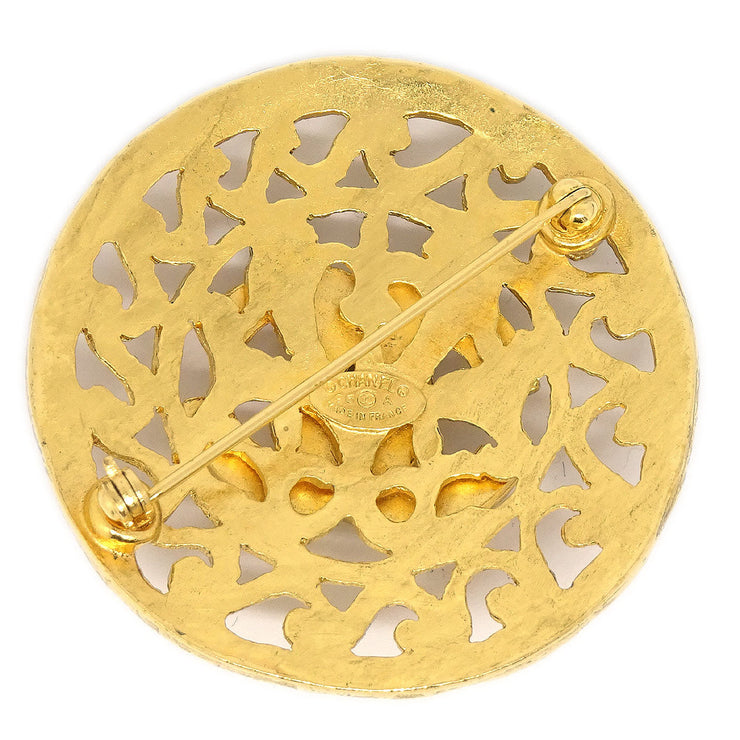 CHANEL Medallion Brooch Pin Gold 95A