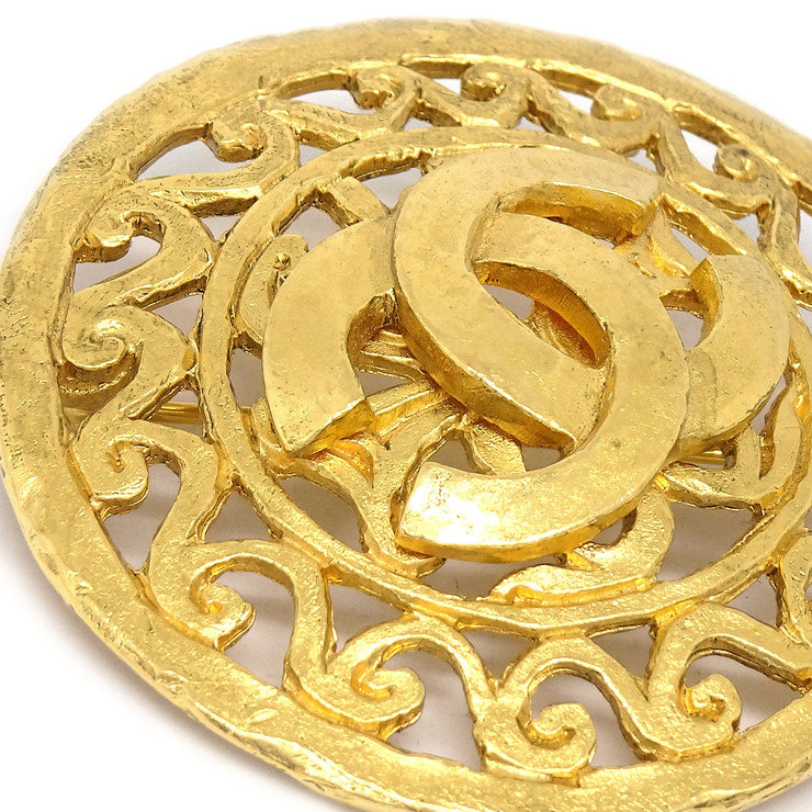 CHANEL Medallion Brooch Pin Gold 95A