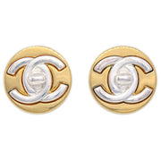 Chanel 1997 Silver & Gold CC Turnlock Earrings Large