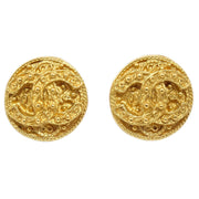 CHANEL 1994 Button Earrings Gold Clip-On Large