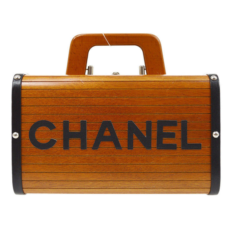 CHANEL Cosmetic Vanity Hand Bag Box Brown Wooden