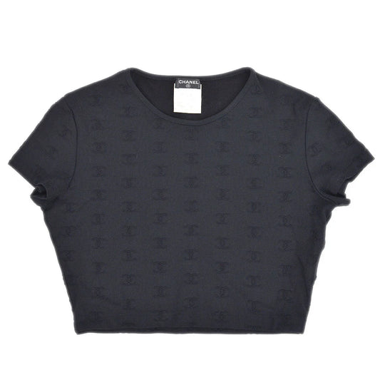 Chanel 1997 Spring CC logo-embroidered cropped T-shirt #40