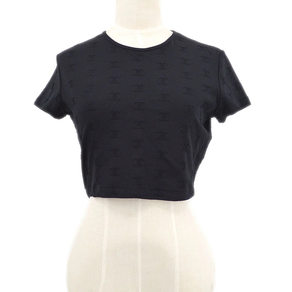 Chanel 1997 Spring CC logo-embroidered cropped T-shirt #40